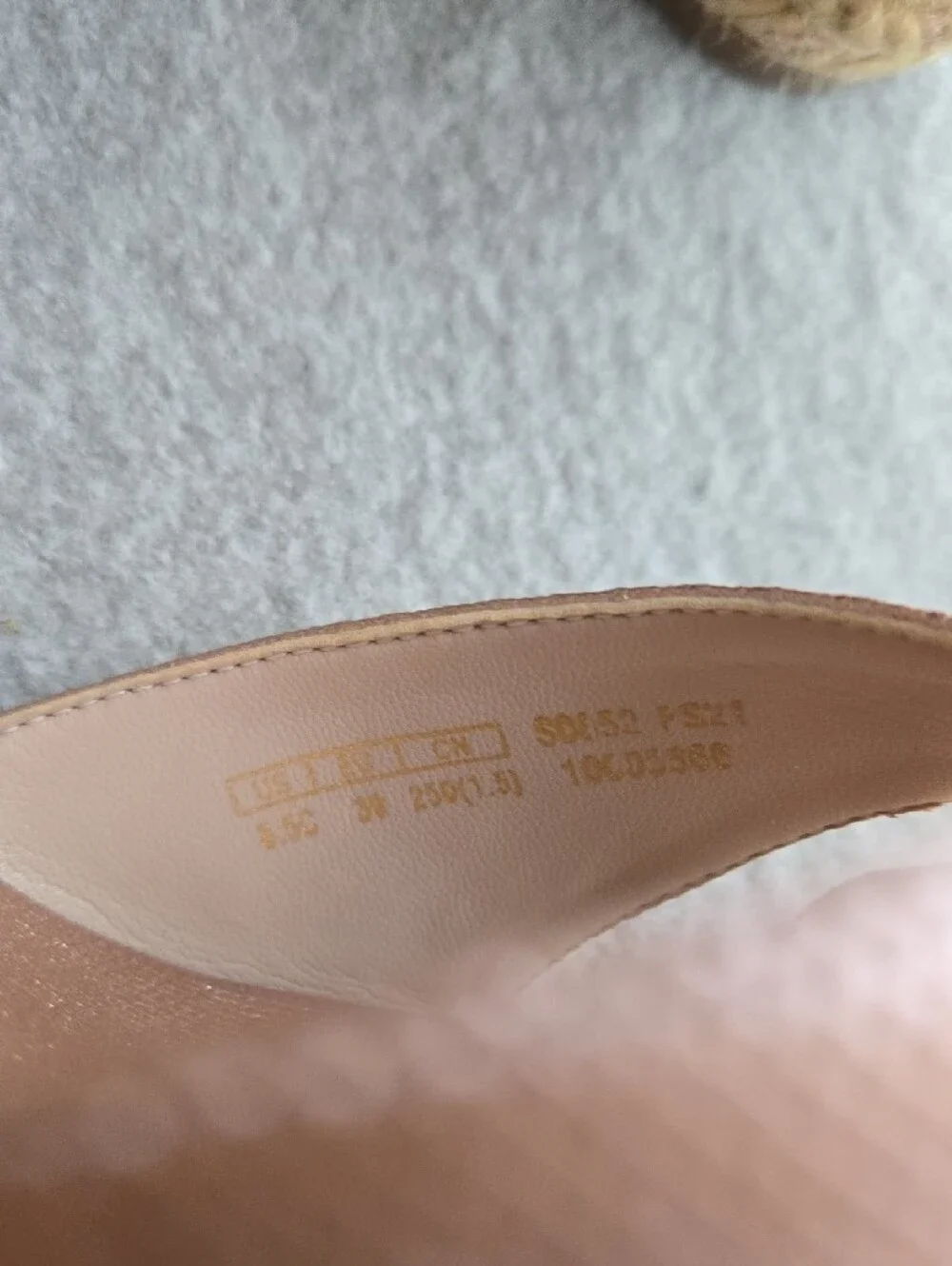 Stuart Weitzman Rose Gold Metallic Espadrille Wedge Sandals